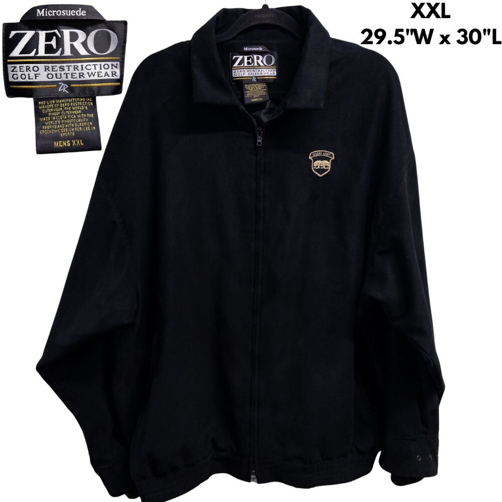 Zero Restriction Microsuede Bomber Jacket XXL Black Full Zip Golf Outerwear Logo